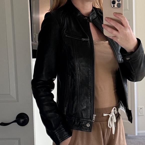 Women's Motocross Black Leather Jacket - Picture 2 of 8